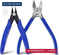 2 Pack Wire Cutters Set, 6" 5" Sharp Flush Cutters, Spring Loaded Side Cutting P