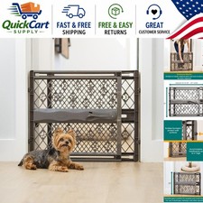 Portable Expandable Dog Gate - 23" Tall, Pressure Mounted with Paw Print Accents