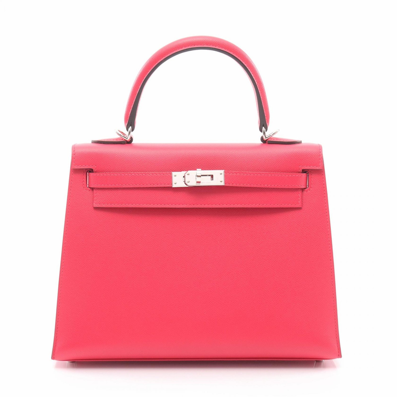 HERMES Kelly 25 Verso shoulder Handbag U leather Rose extreme rouge piment SHW