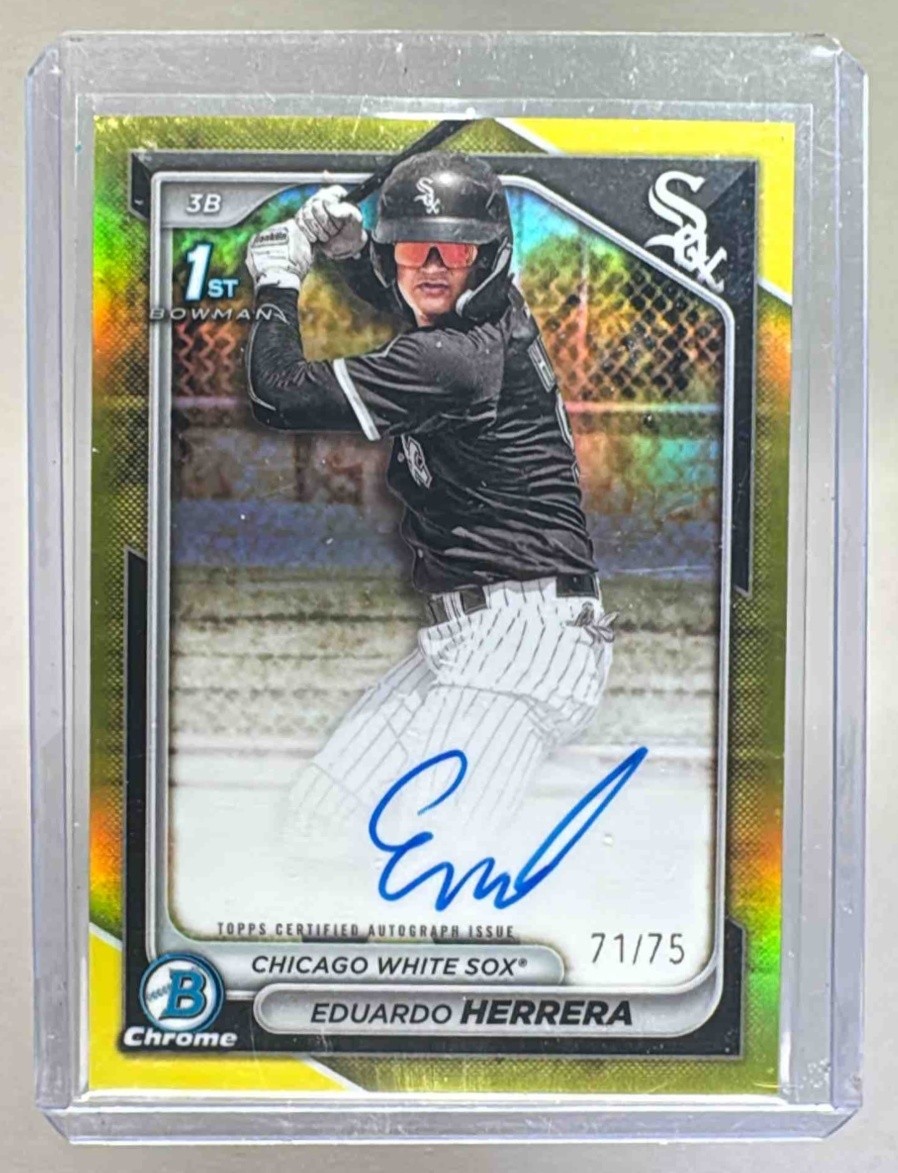 Eduardo Herrera 2024 Bowman Chrome #CPA-EH Yellow Refractor Auto 1st RC /75