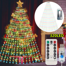 Christmas Tree Waterfall Lights 320 LED RGB Color Changing Indoor Outdoor Decor