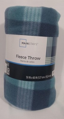 Mainstays  Cozy Fleece Throw Blue Plaid 50 x 60 in