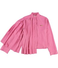 Reebok Womens Pyer Moss Pleated Button Up Shirt, pospnk, S