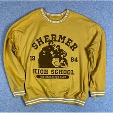 Breakfast Club Ringer Sweatshirt XL Yellow Shermer High School Graphic Retro