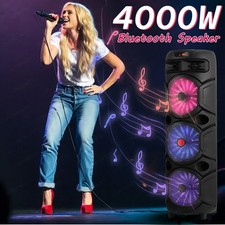 4000W Portable Bluetooth Speaker Sub woofer Heavy Bass Sound System Party+Remote