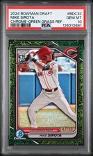 2024 BOWMAN DRAFT CHROME-GREEN GRASS REFRACTOR #BDC32 MIKE SIROTA 47/99 PSA 10