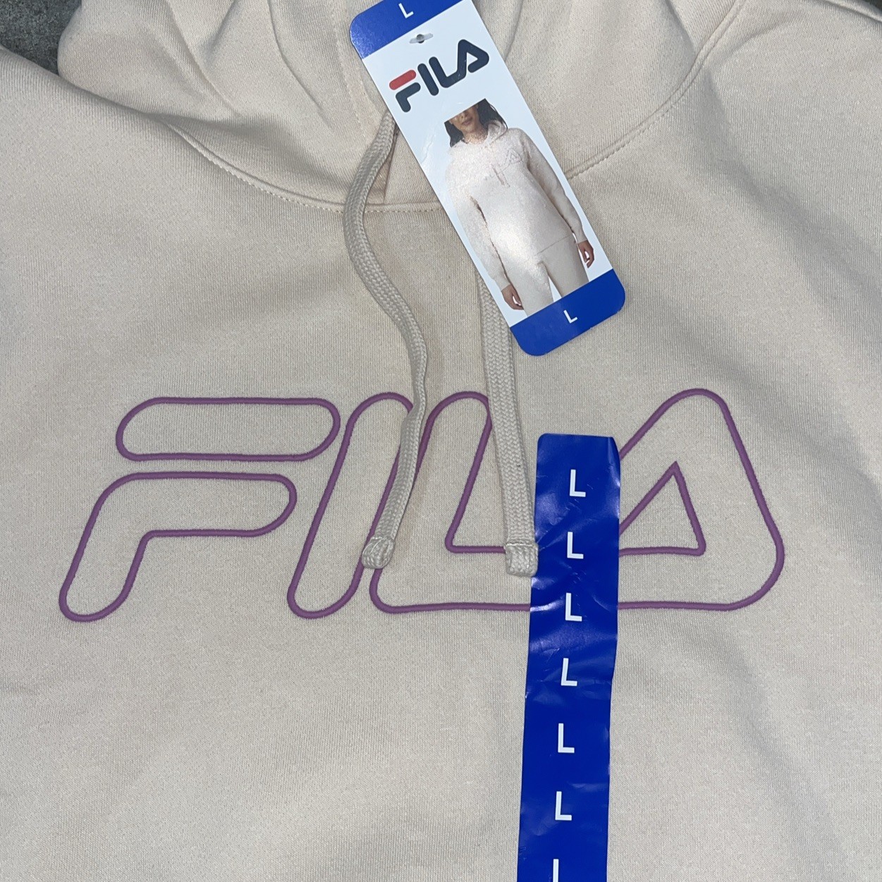 Fila Pullover Felpa con Cappuccio Adulto Donna Grande Sabbia Dollaro Morbido Grande