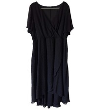 Torrid Black Faux Wrap Dress Size 3 Textured Flutter Sleeve