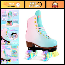 Light Up Quad Roller Skates for Girls Women - Indoor/Outdoor Lace-Up Fun Skati