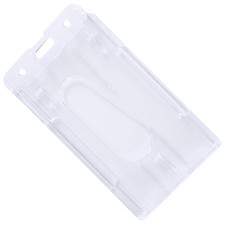 1x Vertical Hard Plastic Badge Holder Card ID Multi Transparent 10x6cm V8R9