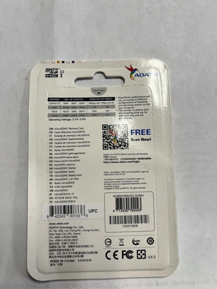 ADATA Premier 16GB microSD Memory Card C10 UHS-I NEW with PACKAGE - Image 2 of 2