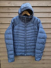 The North Face 550 Down Jacket Mens 2XL XXL Blue Hooded Puffer Quilted Zip-Up