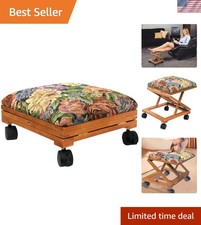 Chic Foam-Filled Tapestry Footrest with Locking Casters for Easy Mobility