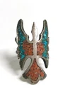 Vintage Sterling Silver Native American Turquoise Thunderbird Ring • Size 9