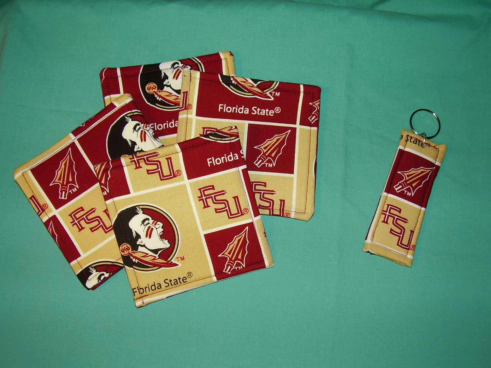 *COASTERS SET of 4 and/or KEYCHAIN key ring Florida State University ...