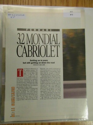 Ferrari#19 Article Road Test Ferrari 3.2 Mondial Cabriolet 4 page