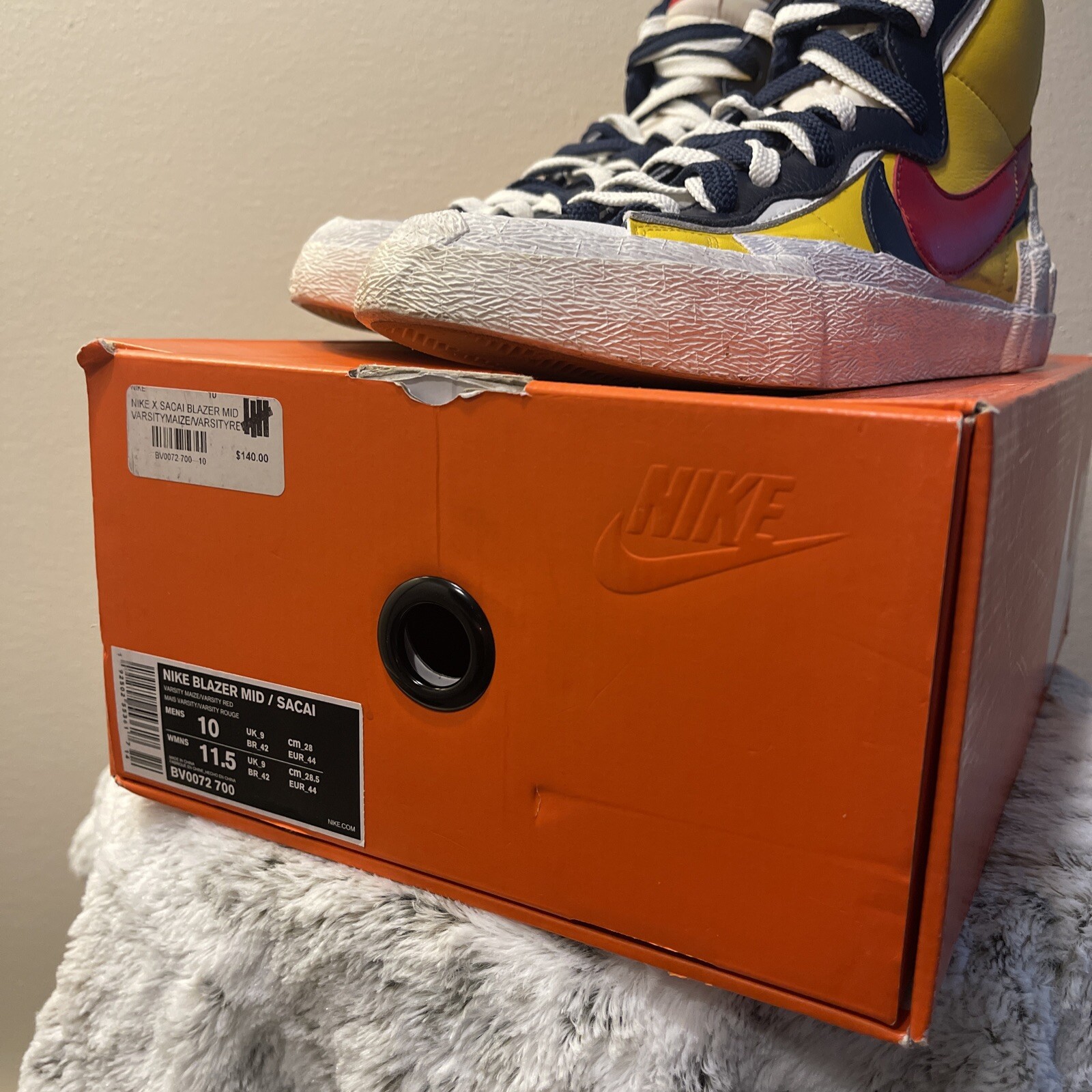 SACAI X NIKE Nike Blazer Mid x sacai varsity rosso mais taglia 10 DS nuovissima BV0072 700