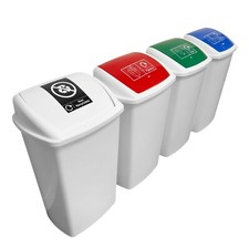 Swing Top Bin White With Colour Coded Lid Plastic Recycling Bin