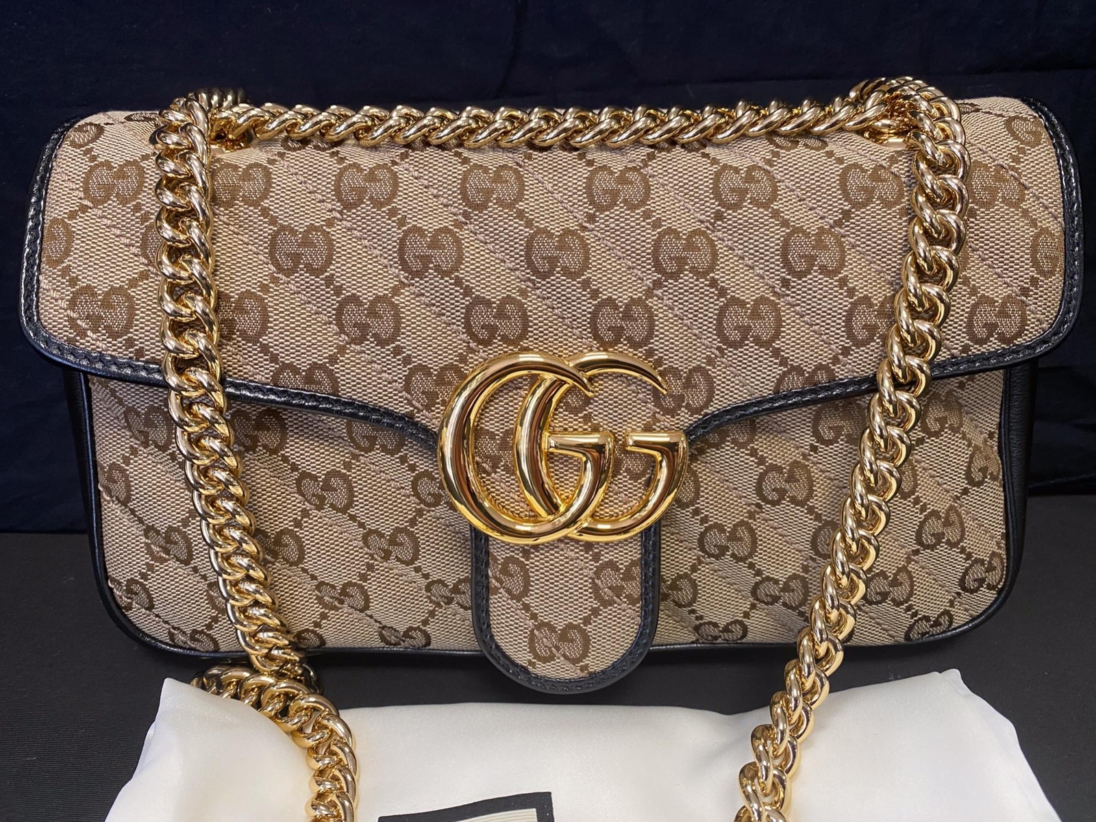 Authentic GUCCI GG Monogram Diagonal Quilted Marm… - image 2