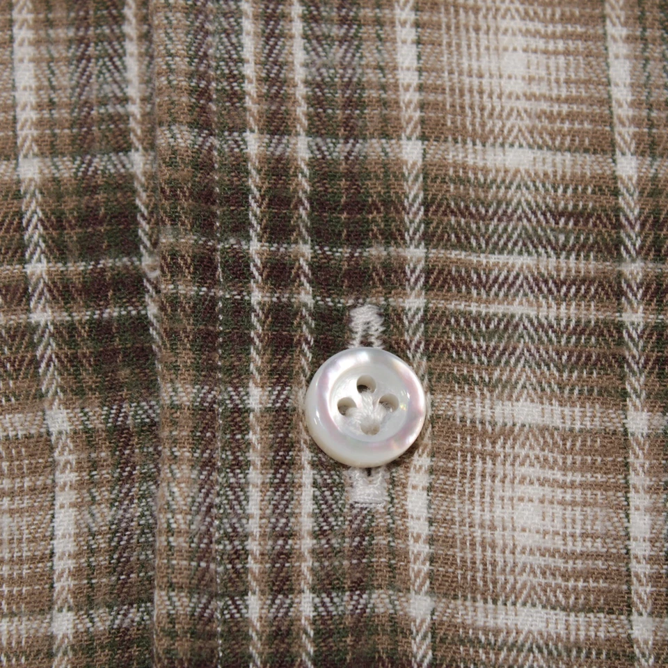 Luciano Barbera NWT Casual Button Down Shirt Size M in Brown Plaid 100% Cotton - Image 3 of 4