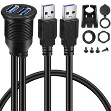 Cable de montaje empotrado AUX doble USB 3.0 macho a hembra de 3 pies
