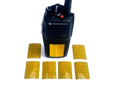 HIGH VIS REFLECTIVE AMBER STICKERS FOR THE MOTOROLA RADIOS GP340 DP3400 DP4400e