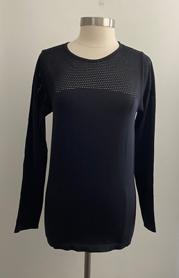 Fabletics Black Mesh Inlay Long Sleeve Athletic Top sz Large | eBay