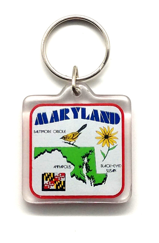 Vintage Maryland Oriole Annapolis Black Eyed Susan Flag Facts Keyring Keychain