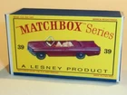 Matchbox Lesney 39  Pontiac Convertible Empty Repro Box D.