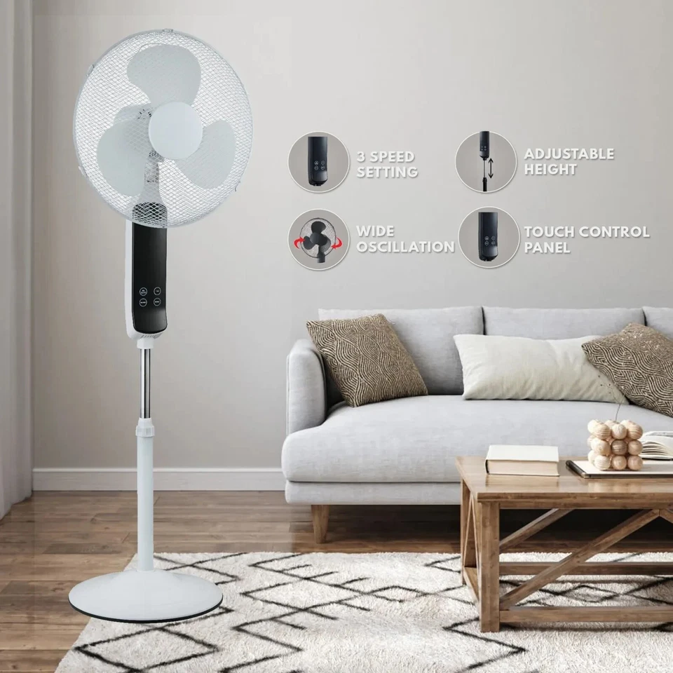 16" PEDESTAL OSCILLATING STANDING COOLING FAN COOL AIR REMOTE CONTROL WITH TIMER - Image 3 of 4