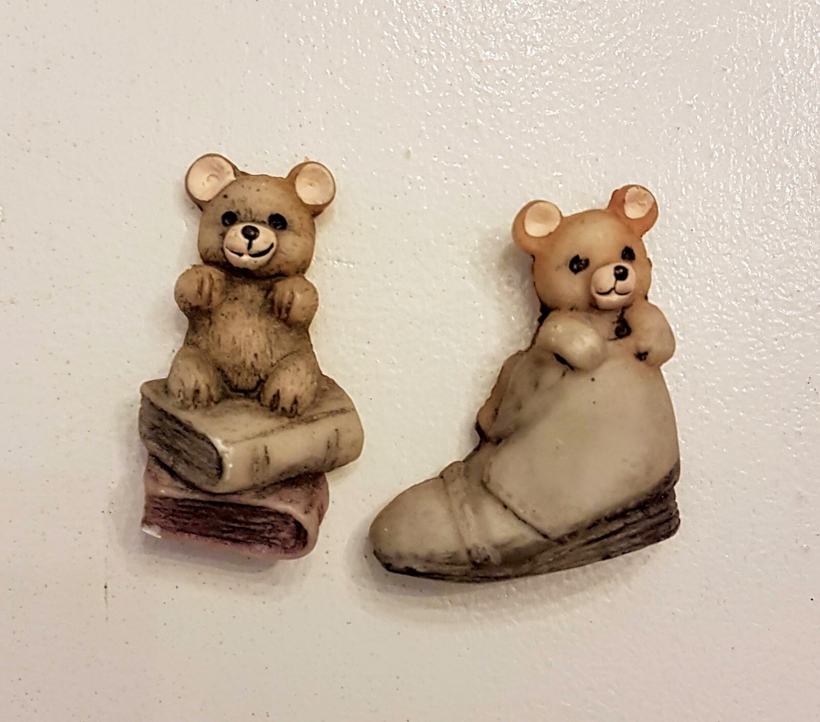 Teddy Bear Refrigerator Magnet  LOT 2 Resin Books Boot Granny Chic Kitchen Decor