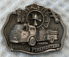 Vintage 1985 America's Firefighters Belt Buckle Made In USA