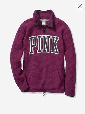 Victoria's Secret Pink Quarter Zip Sherpa Pullover Large