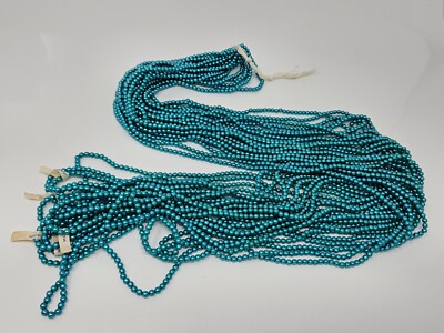 12 Strands Japanese 4mm Round Teal Green String Pearls Plastic Beads 60'' Vintage