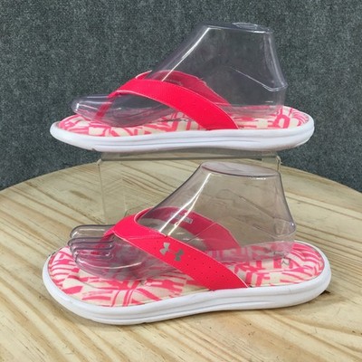 Under Armour Marbella VI Sandals Womens 9 Slip On Comfort Flip Flops Pink White