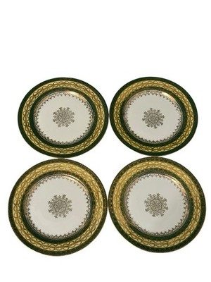 Royal Epiag Austria Green Gold Bread Plates Set 4 Old Money Regency