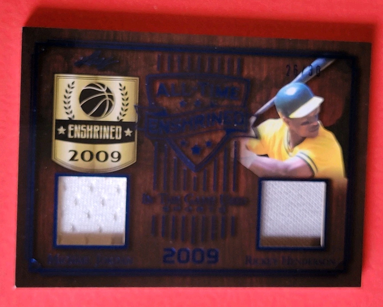 Michael Jordan GAME USED JERSEY Card #26/30 RICKEY HENDERSON Leaf In The Game