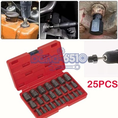 Multi-Spline Screw Extractor Set Hex Head Bit Socket Wrench Bolt Remover 25Pcs