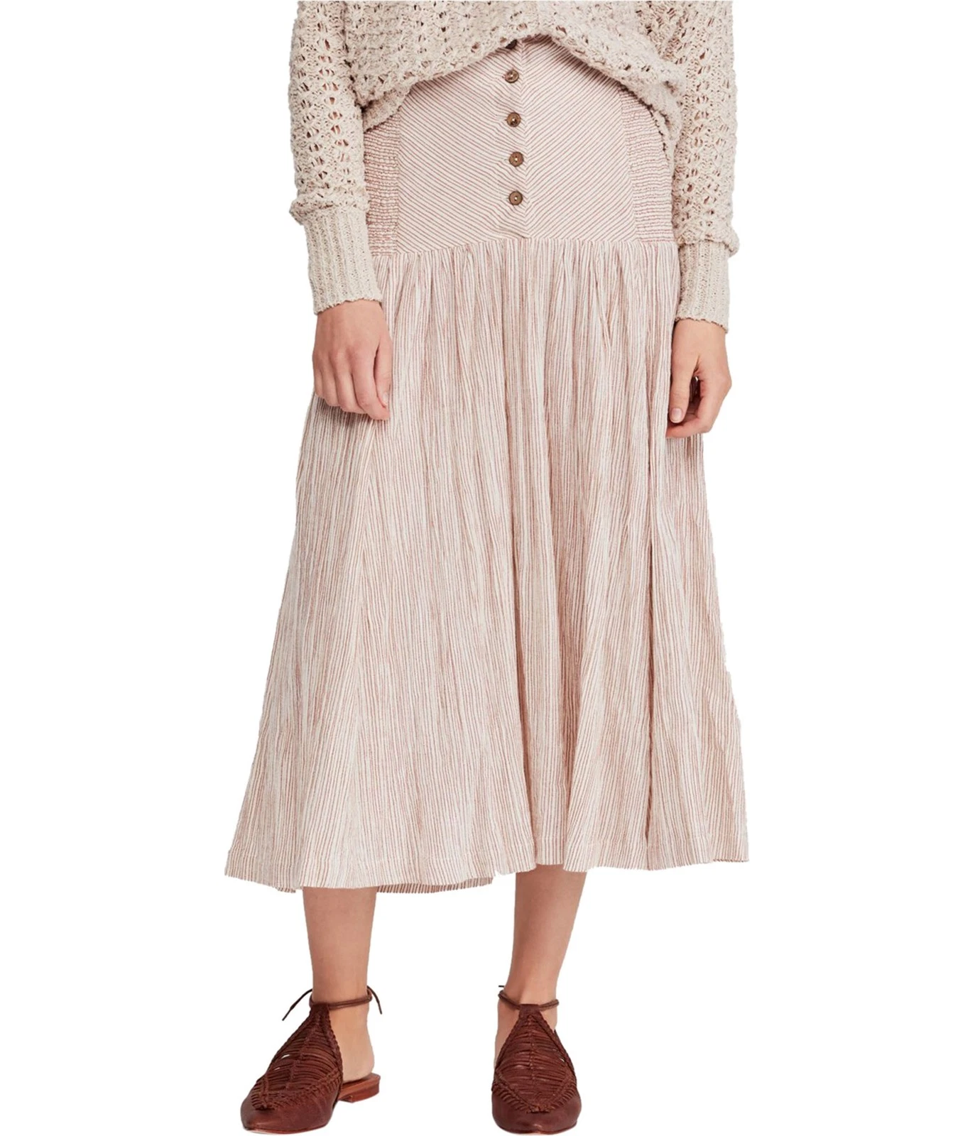Free People Womens Ocean Eyes A-line Skirt, White, Medium