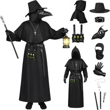 Plague Doctor Costume, 12-In-1 Plague Doctor Mask and Robe Set