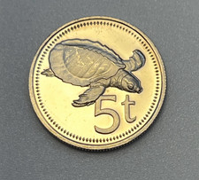 1978 Papua New Guinea 5 Toea Proof Only 5,540 Minted Turtle Coin Scarce