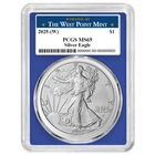 2025 (W) $1 American Silver Eagle PCGS MS69 West Point Label Blue Frame