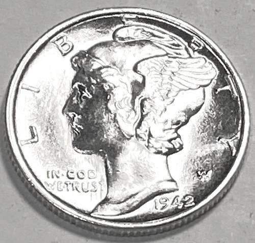 1942 P MERCURY DIME SUPERB GEM BU  No Reserve  *J1832