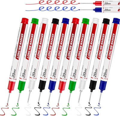 10 Pcs Long Head Deep Hole Marker - Long Nib Marker, Multi-Purpose Deep Hole Mar