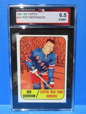 1967-68 Topps Card #24, RED BERENSON, New York Rangers, KSA 6.5 Graded