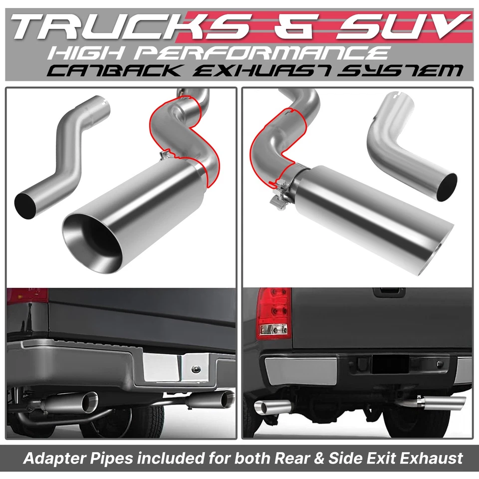 FOR 15-20 FORD F150 2.7/3.5/5.0L 3.5"OD ROUND MUFFLER TIP CATBACK EXHAUST SYSTEM - Image 4 of 4