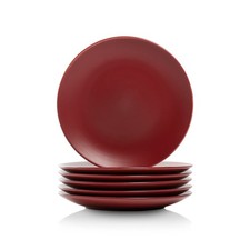 Wazee Matte 8.25 Coupe Salad Plate, Set of 6, Red