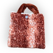 Minky Mamas Fawn Print Faux Fur Tote Bag Deer 12" x 12" Accessory Animal Print
