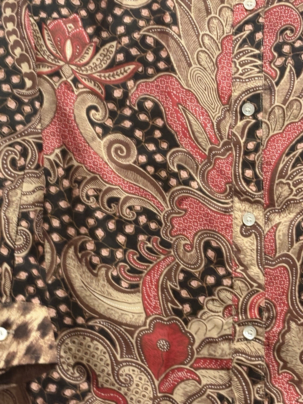 J. McGlaughlin Silk Blend Button Down Red And Bro… - image 2