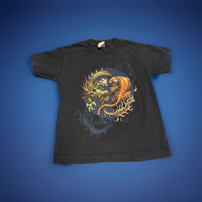 Y2K Dragon Tiger Graphic T Shirt Streetwear Tattoo Asian Grunge Youth S